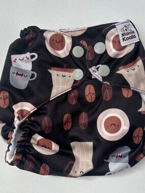 NEW Mama Koala Pocket Cloth Diaper OS Espresso Beans Coffee  No Insert